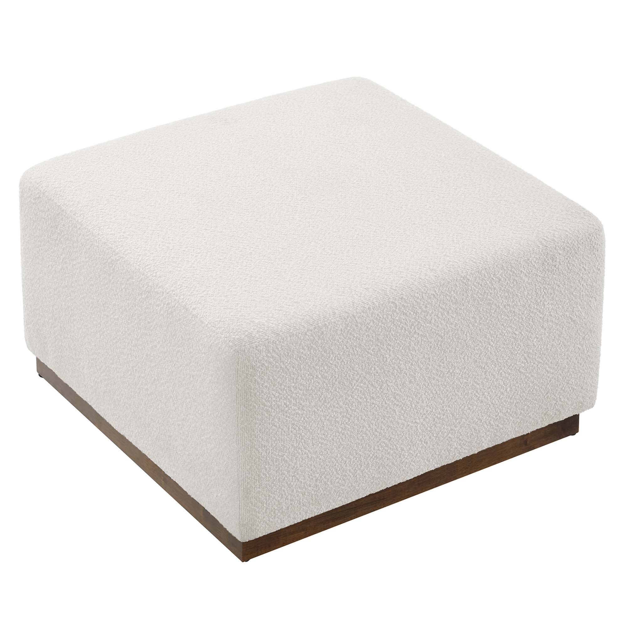 Alt View 2. Modway - Tilden Large 28" Square Boucle Upholstered Ottoman by Modway - Cloud Walnut.