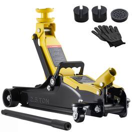 VEVOR - Low Profile Floor Jack, 2.5 Ton (5512 lbs) Capacity, Steel Racing Floor Jack with Single Piston Quick Lift Pump & Raised - Black;Yellow