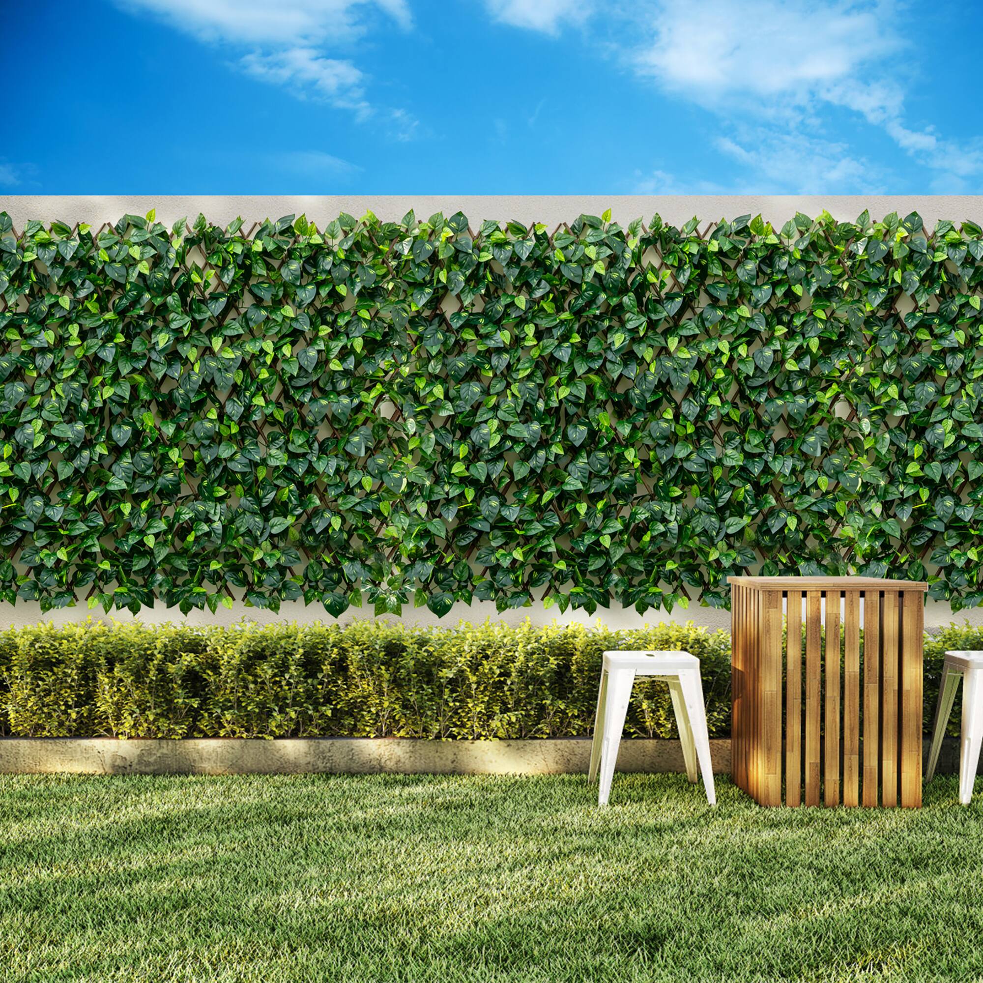 Alt View 3. Gymax - Gymax Expandable Fence Privacy Screen Decorative Faux Ivy Fencing Panel for Backdrop - Green.
