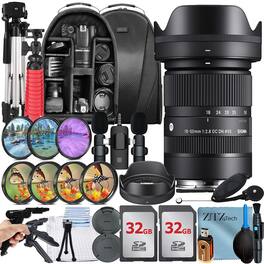 Sigma - 18-50mm f/2.8 DC DN Contemporary Lens Sony E Mount Bundle with 2x 32GB Card + Case + ZeeTech Accessory Bundle - Black