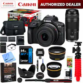 Bundle - Canon - EOS R100 Mirrorless Camera Double Zoom 2 Lens Kit 18-45mm + 75-300mm