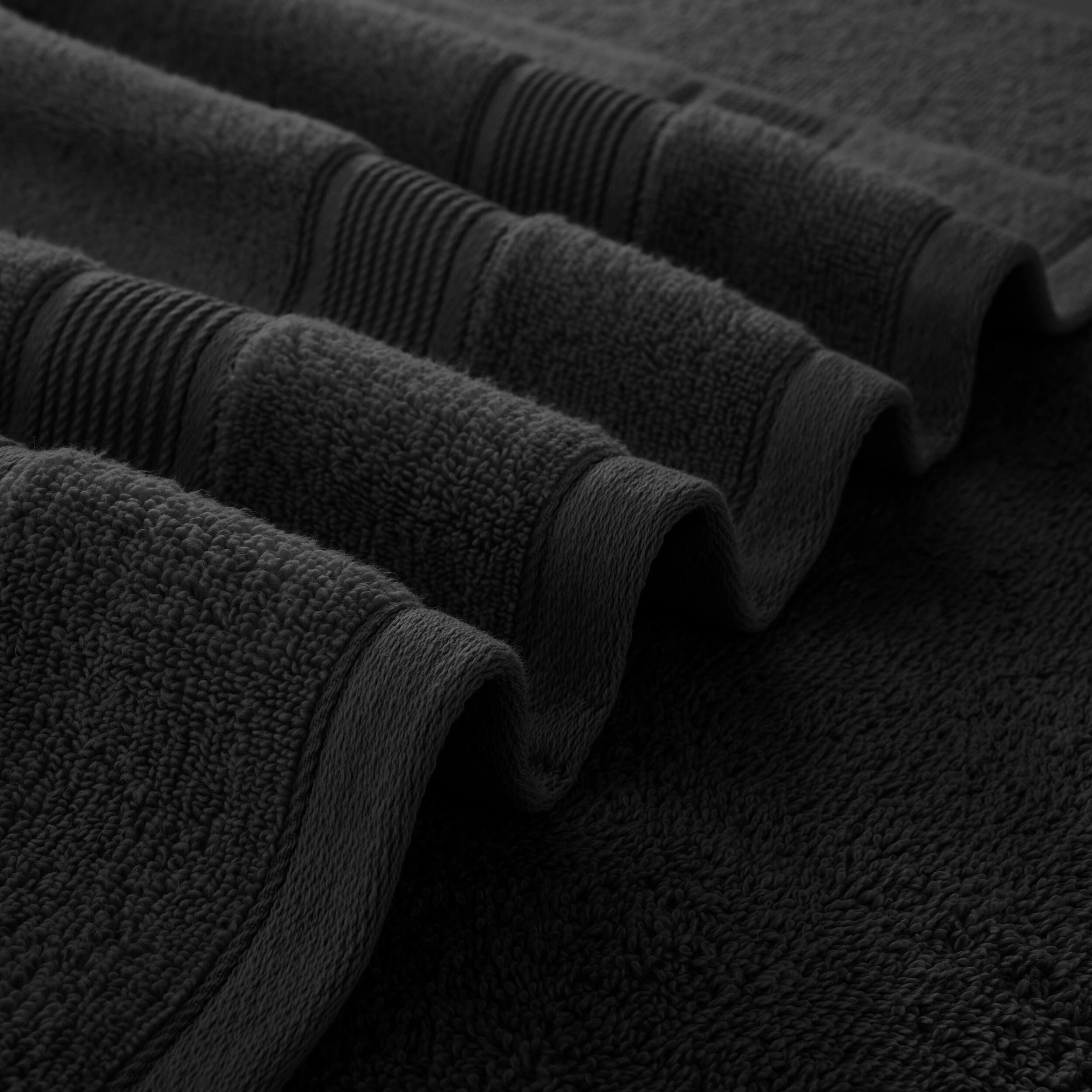 Angle. Lux Decor Collection - 6-Piece Bath Towel Set Soft 100% Cotton Zero Twist, Highly Absorbent & Quick-Dry Towels - Black.