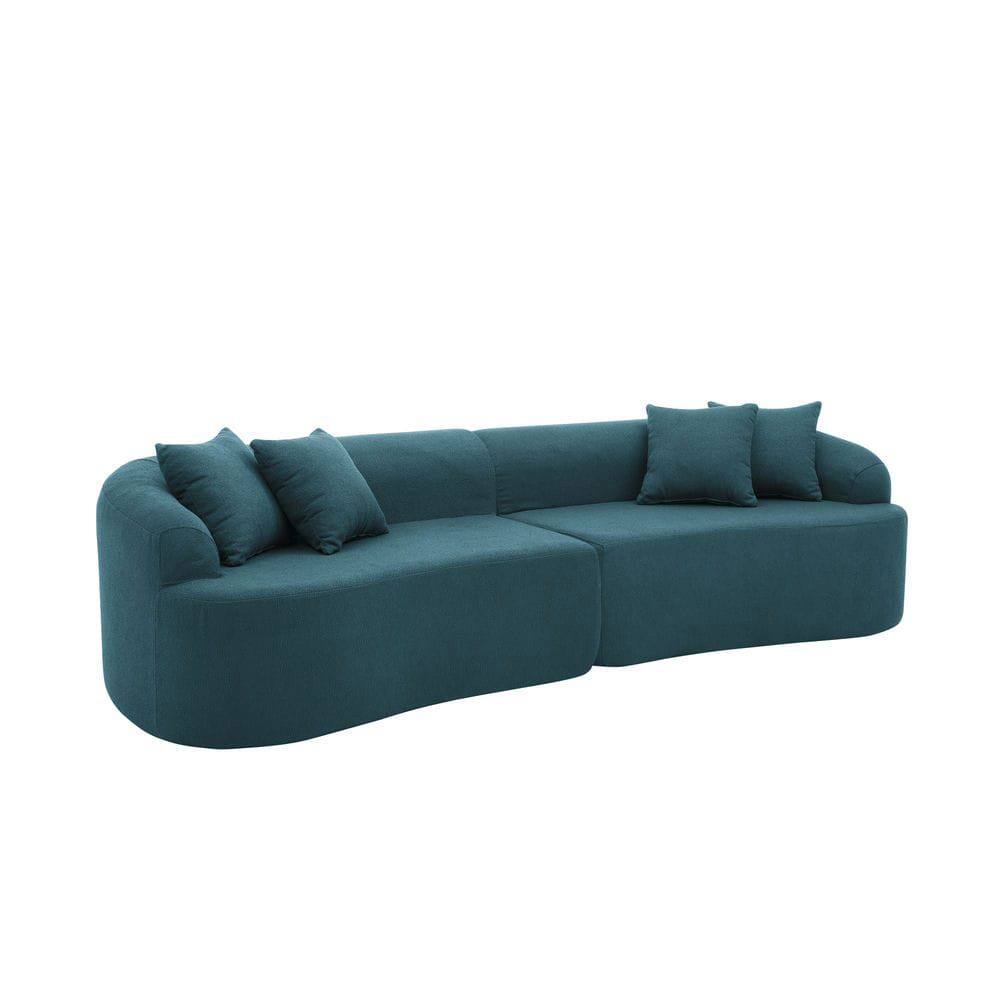 Alt View 9. Kadyn - Curved Modular Sectional Sofa, Modern Design with Lamb's Wool Fabric, Ready to Use No Assembly, Blue - Blue.