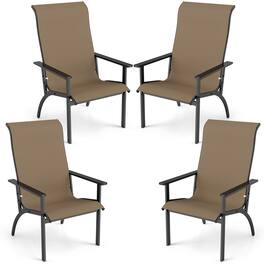 Costway - 4PCS Adirondack Chair with 400 lbs Weight Capacity High Back and Metal Frame - Brown