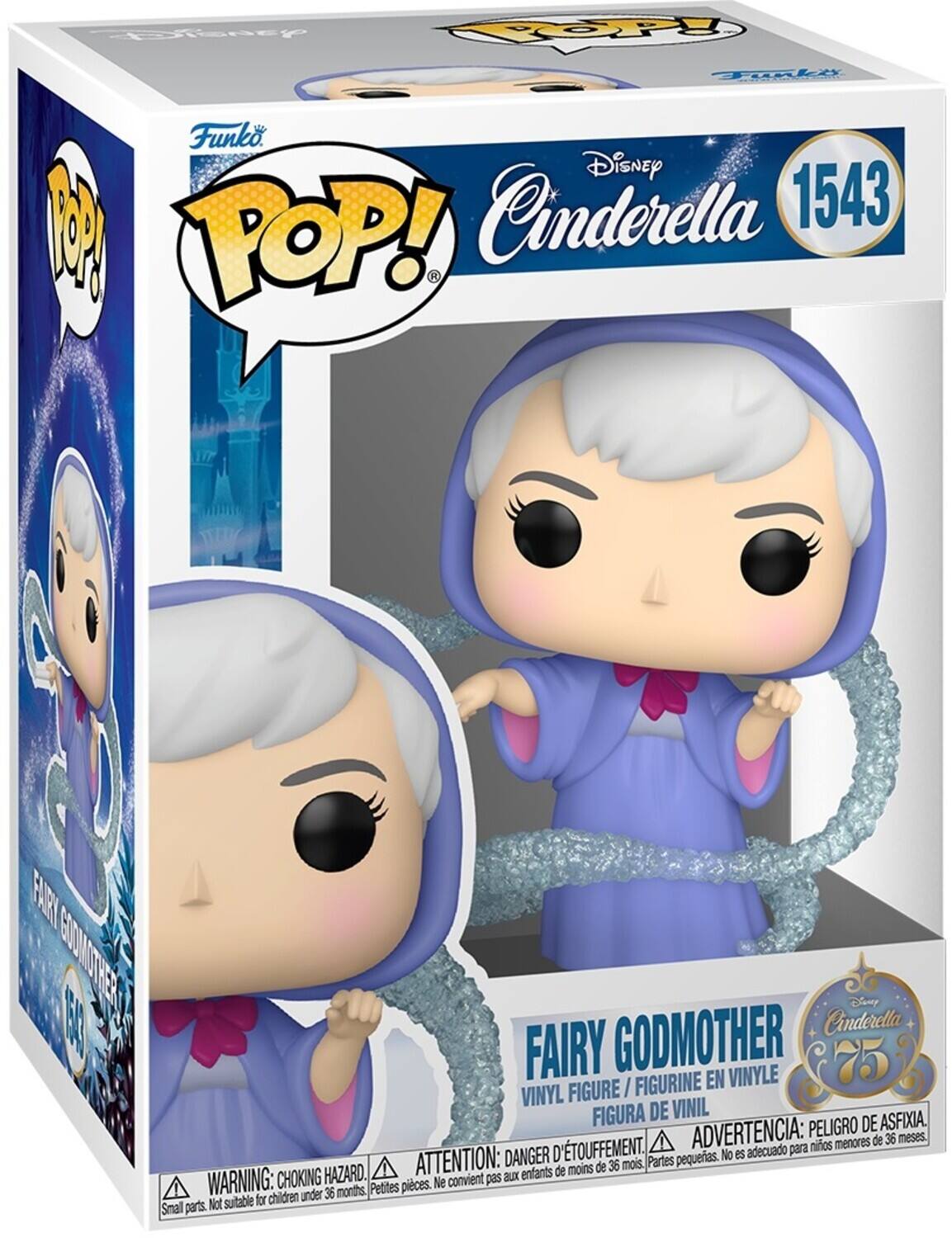 Funko. Disney Cinderella 1543 POP! Fairy Godmother 75 I Vinyl Figure Vinyl Figure Figura de Vinil Peligro de Asfixia. D'touffement. Advertencia: para niños menores de 36 meses. Danger d'étouffement. Attention: aux enfants de moins de 36 mois, Partes pequeñas. No es adecuado para niños menores de 36 meses. Small parts. Not suitable for children under 36 months. Choking hazard.