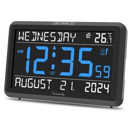 Dazzed Corner - Digital C,Electric Desk Clock for Seniors Elderly, USB Port - Black