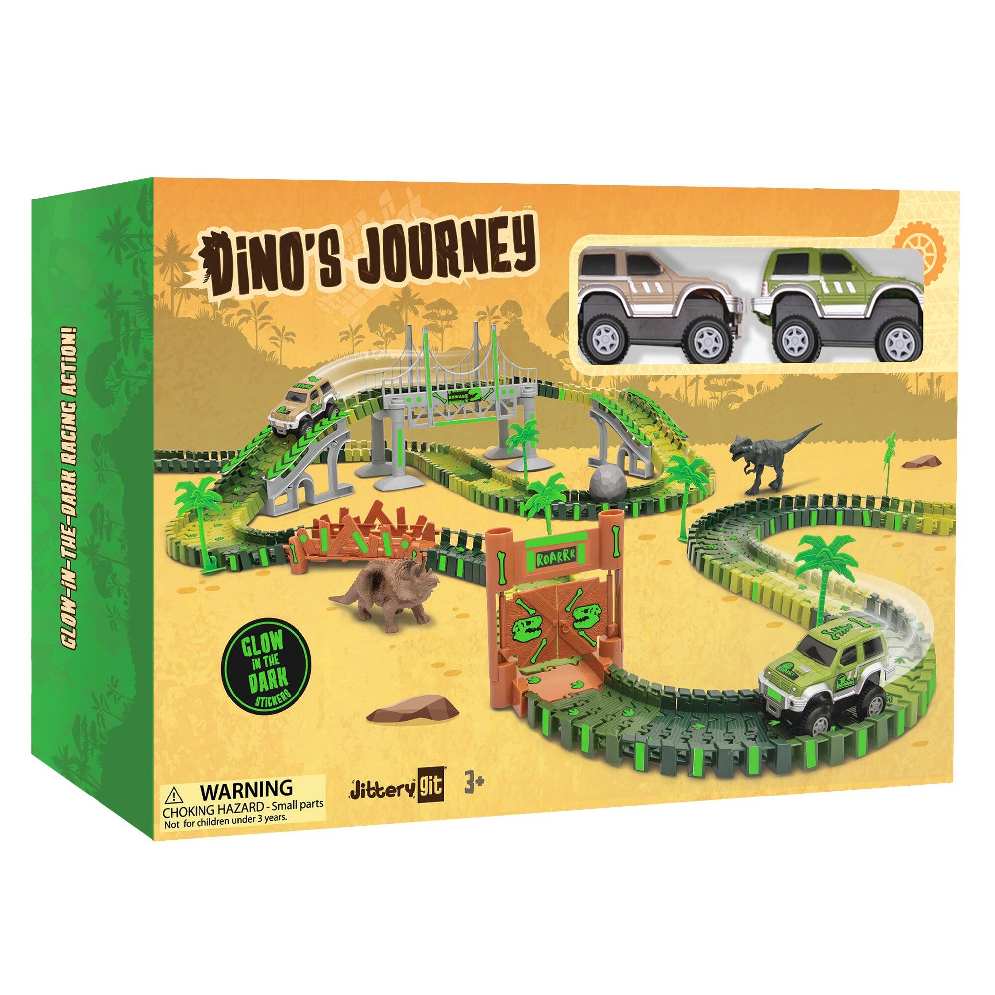 ACTION! RACING - DARK GLOW-IN-THE-DARK  
DiNO'S JOURNEY  
GLOW IN THE DARK STICKERS  
WARNING: CHOKING HAZARD - Small parts. Not for children under 3 years.