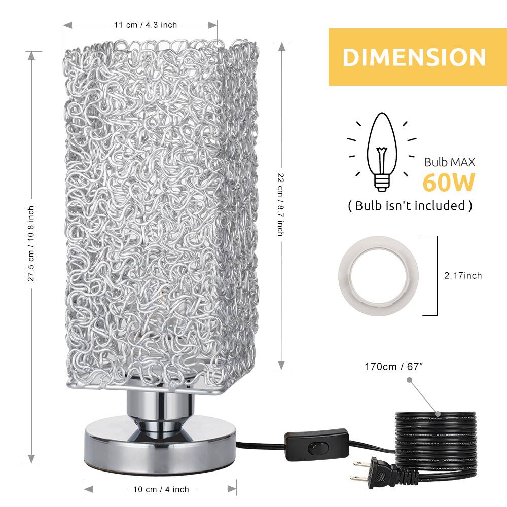 11 cm / 4.3 inch  
27.5 cm / 10.8 inch  
22 cm / 8.7 inch  
10 cm / 4 inch  
170 cm / 67"  
Bulb MAX 60W (Bulb isn't included)  
2.17 inch