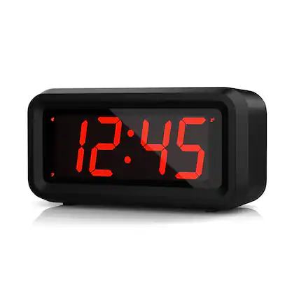 Front. Dazzed Corner - Alarm Clock, LED Digital Clock - Black.