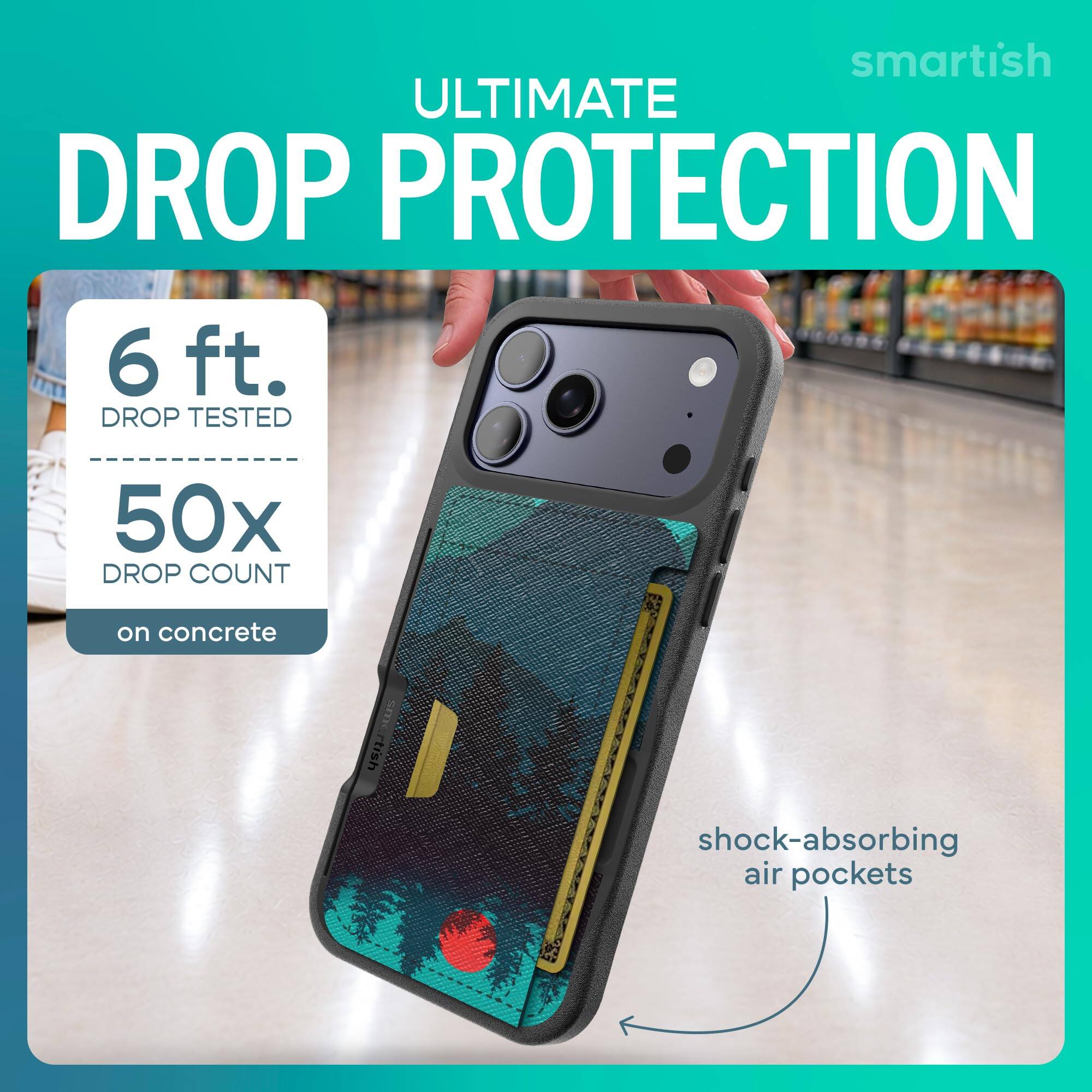 smartish ULTIMATE DROP PROTECTION  
6 ft. DROP TESTED  
50x DROP COUNT  
on concrete  
shock-absorbing air pockets