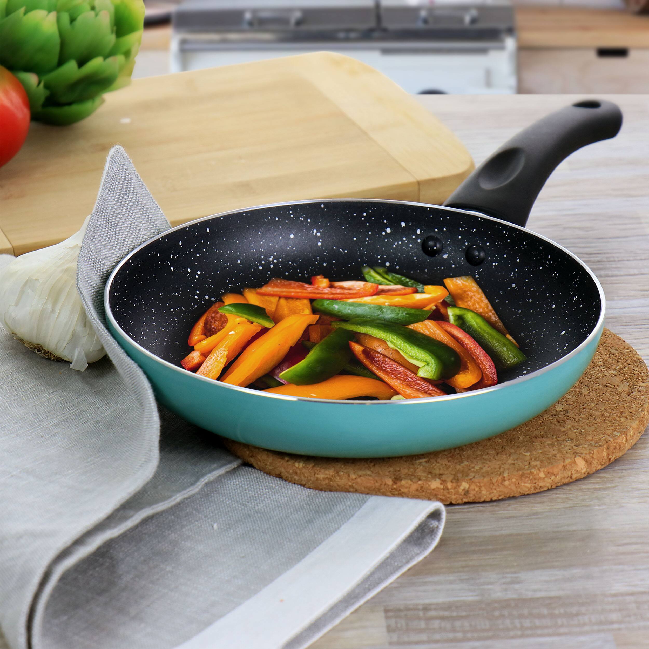 Alt View 5. Oster - Oster Luneta 8 Inch Aluminum Nonstick Frying Pan in Turquoise - Turquoise.