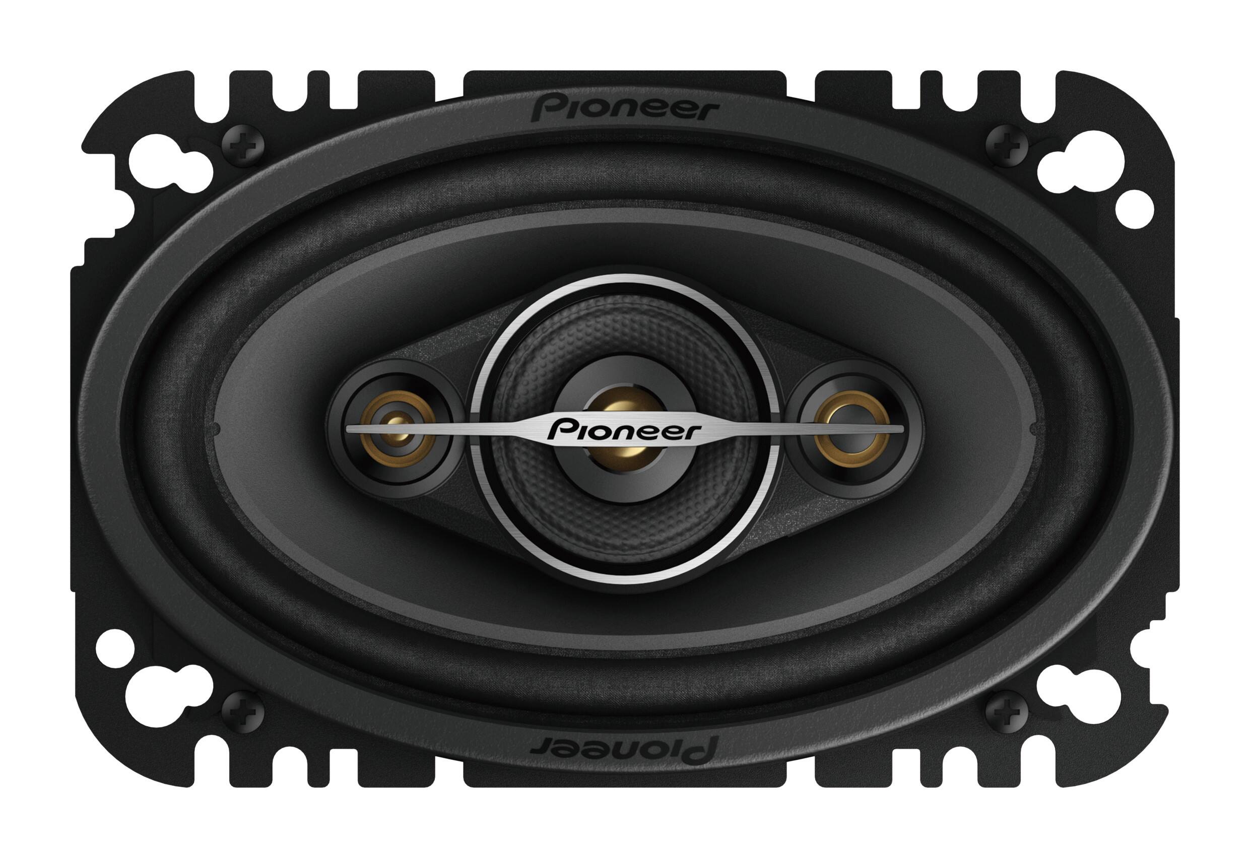 Angle. Pioneer - 4" x 6" 4-Way Car Speakers Carbon/Mica-reinforced IMPP cone (Pair) - Black.