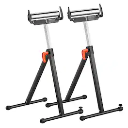 VEVOR - 2-Pack Roller Stands, 250 lbs Load Capacity, 27-43 in Adjustable Height, Folding Heavy Duty with Polished Steel Roller - Black