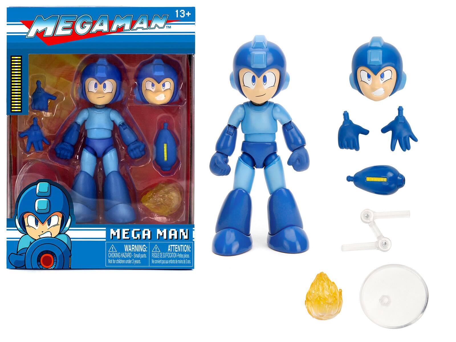 Mega Man 4.5" Moveable Figure with Accessories and Alternate Head and Hands "Mega Man" (1987) Video Game model by Jada - Blue