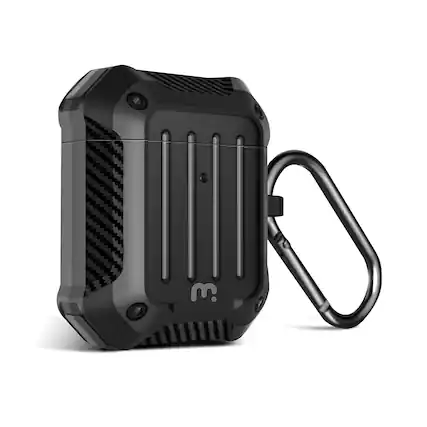 Front. Mybat Pro - MyBat Pro Carbon Fiber Shockproof Protective Case for Apple AirPods with Wireless Charging Case - Black - Black.