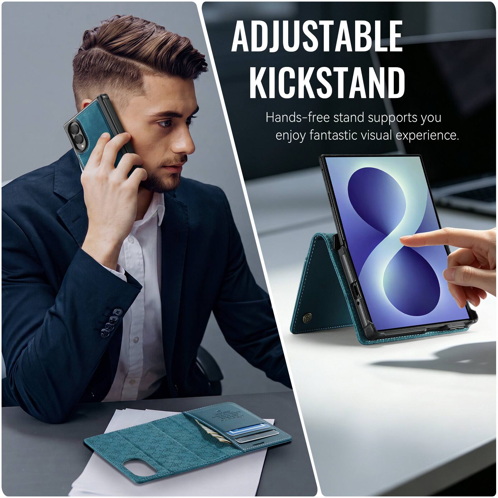 ADJUSTABLE KICKSTAND  
Hands-free stand supports you enjoy fantastic visual experience.