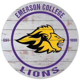 Jardine - Emerson College Lions 20'' x 20'' Indoor/Outdoor Weathered Circle Sign - White