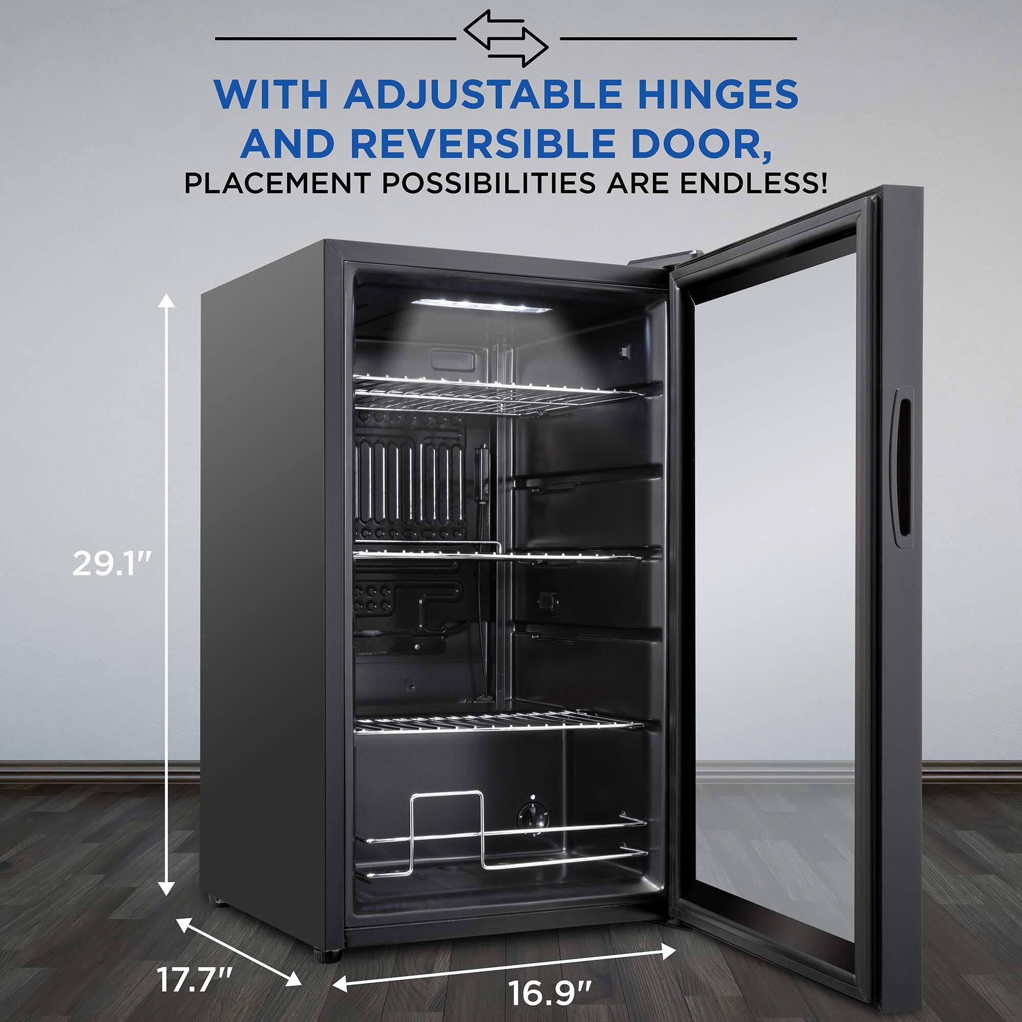 WITH ADJUSTABLE HINGES AND REVERSIBLE DOOR, PLACEMENT POSSIBILITIES ARE ENDLESS!

29.1"  
17.7"  
16.9"