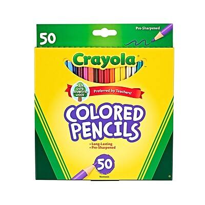 Crayola  
50 Colored Pencils  
Pre-Sharpened  
Preferred by Teachers!  
40% More Color  
Long-Lasting  
Pre-Sharpened