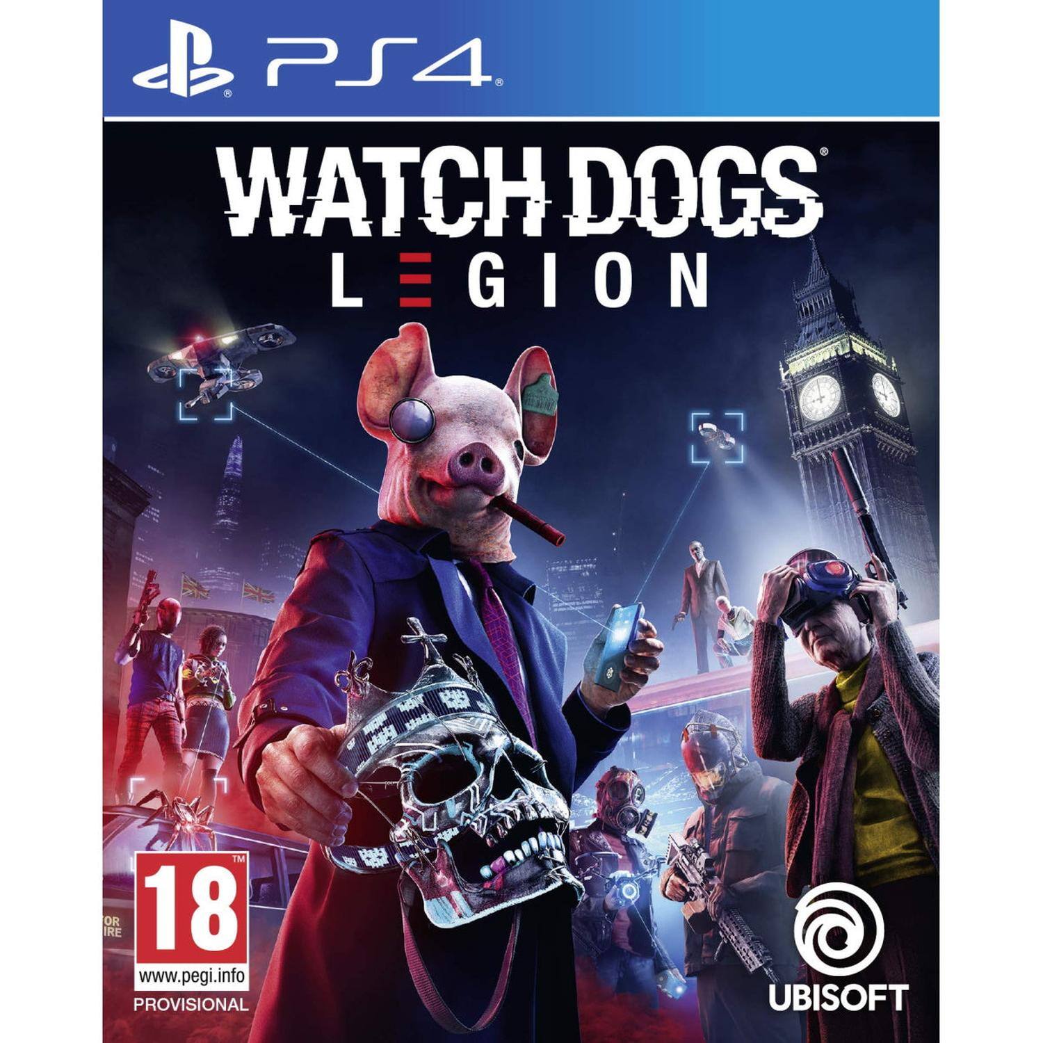 PS4  
WATCH DOGS LEGION  

18  
www.pegi.info  
PROVISIONAL  

UBISOFT - M (Mature 17+)
