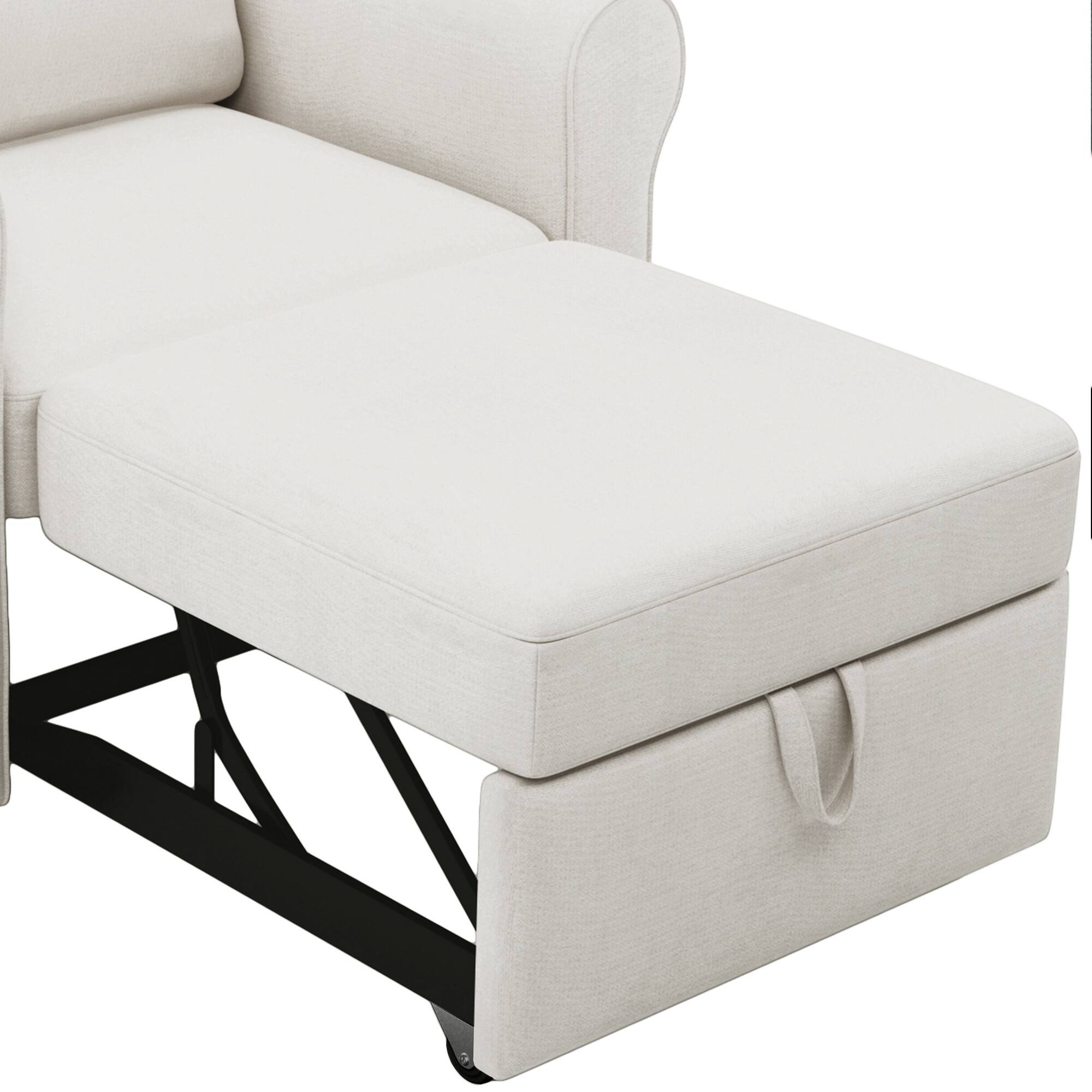 Alt View 7. APRILSOUL - Convertible Sleeper Chair Bed  Single Bed Modern Chair Bed Sleeper - Cream.