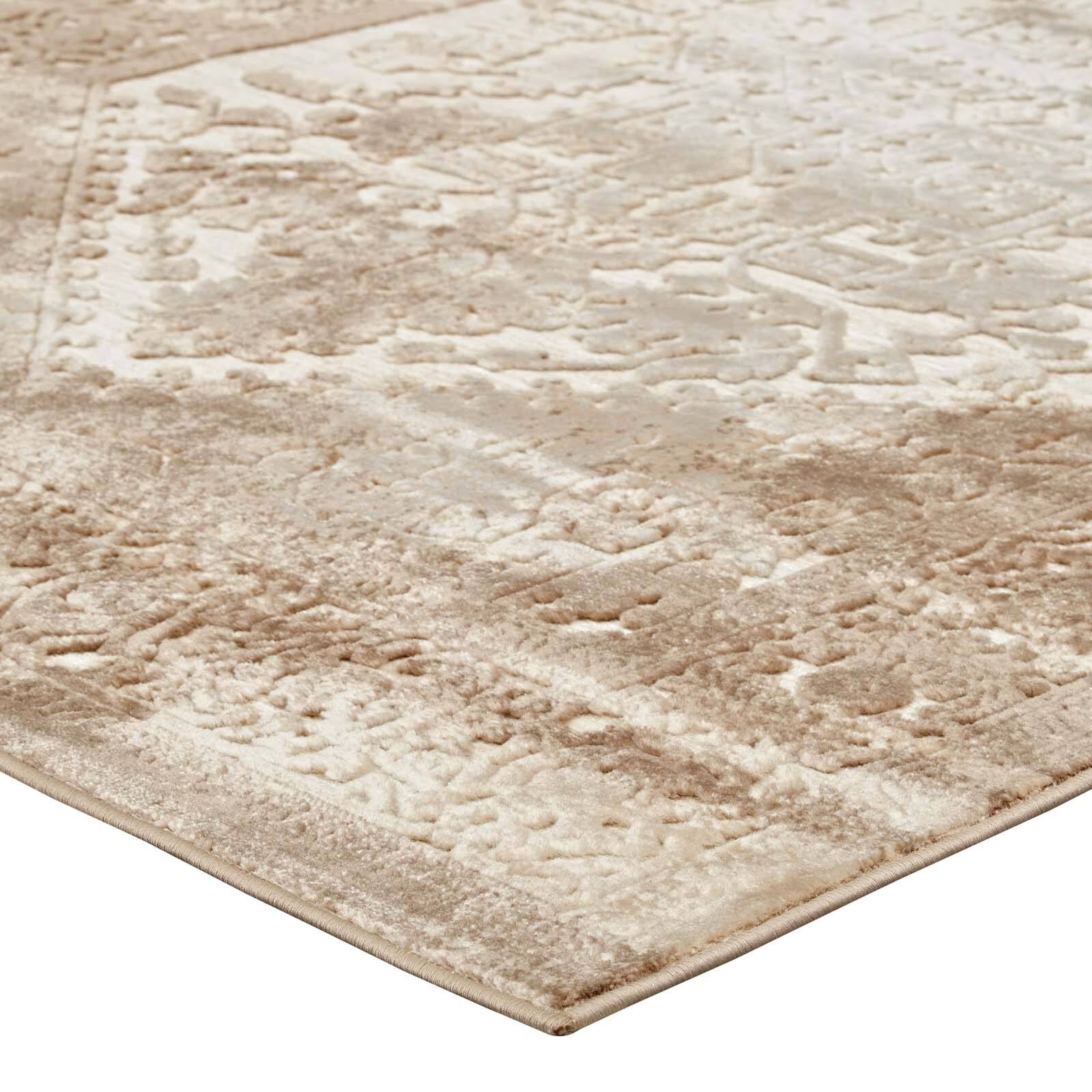 Alt View 2. Modway - Rosina Distressed Vintage Medallion Area Rug - Tan and Cream.