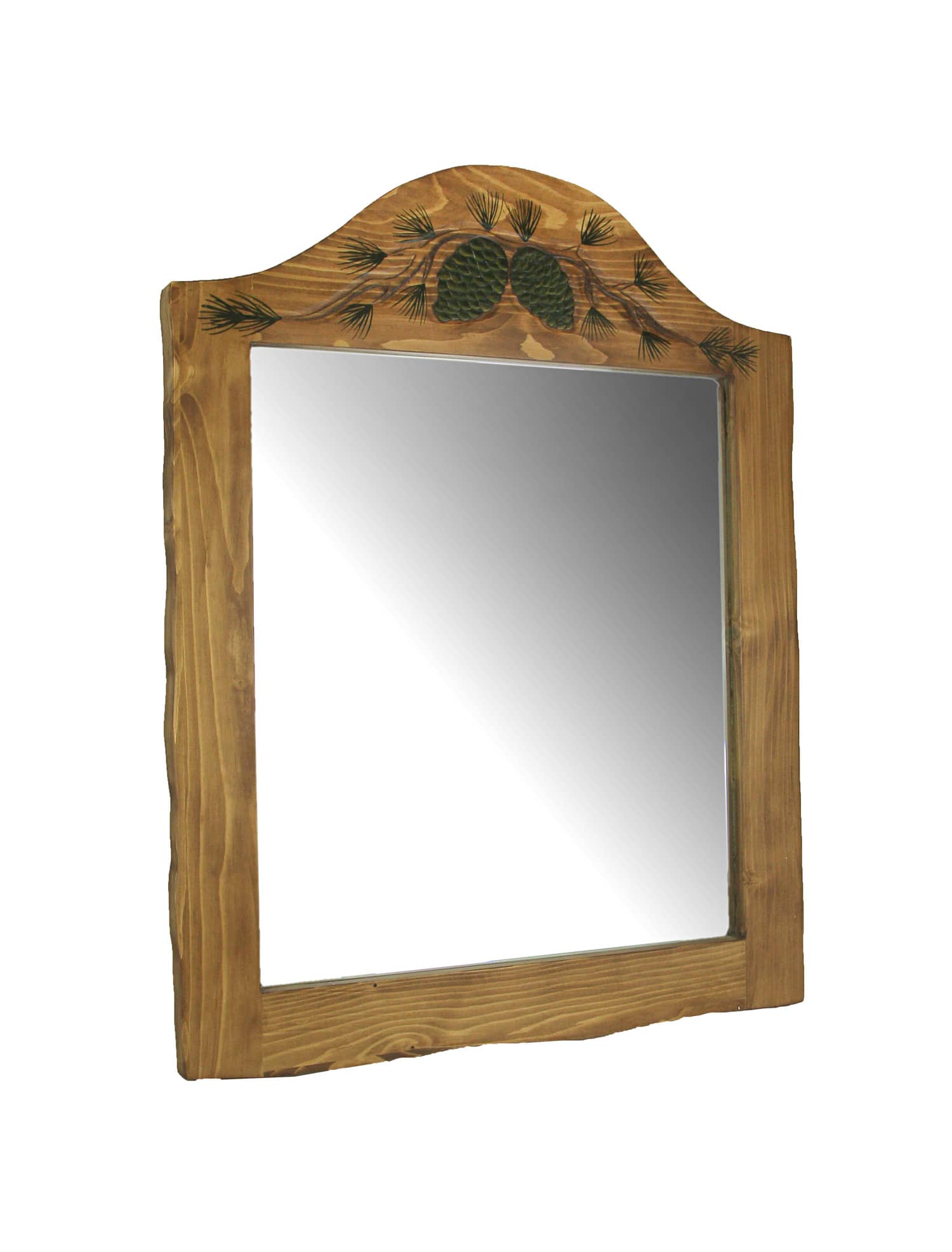Things2Die4 - Hand Carved Natural Wood Pine Cone Decorative Wall Mirror Home Lodge Style Decor - Brown price history on PriceWatchPro