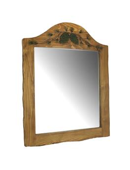 Things2Die4 - Hand Carved Natural Wood Pine Cone Decorative Wall Mirror Home Lodge Style Decor - Brown