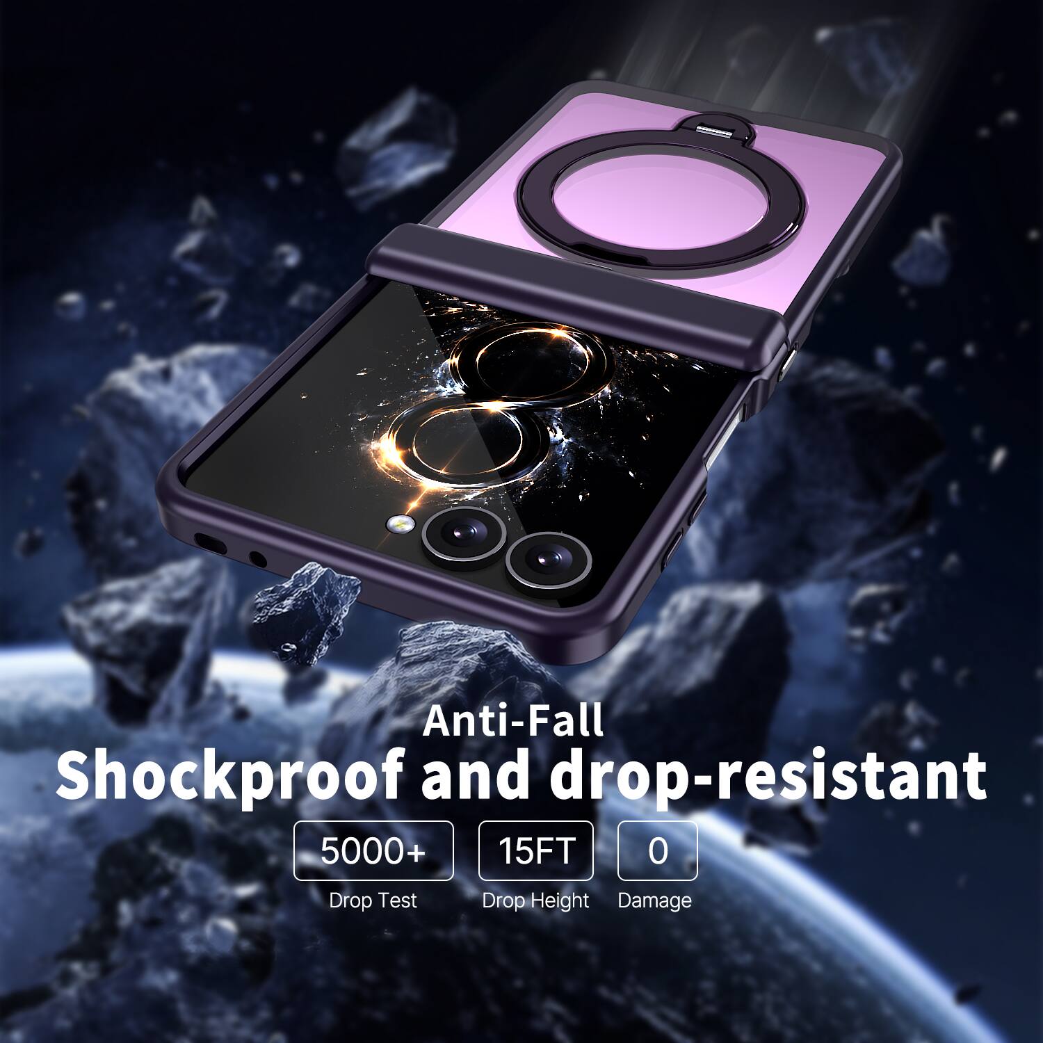 Anti-Fall Shockproof and drop-resistant  
5000+ Drop Test  
15FT Drop Height  
0 Damage
