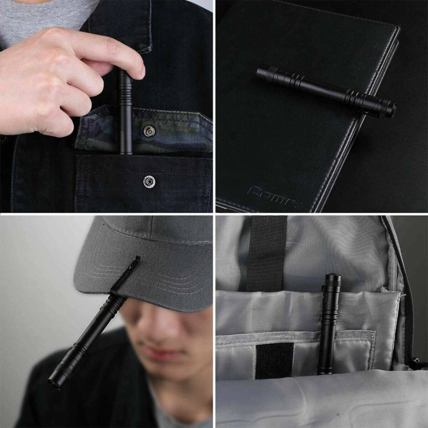 Alt View 5. Home Collection - 5Pcs LED Flashlight Portable Pen Torch Lamp with Clip Mini Pocket Penlight Set.