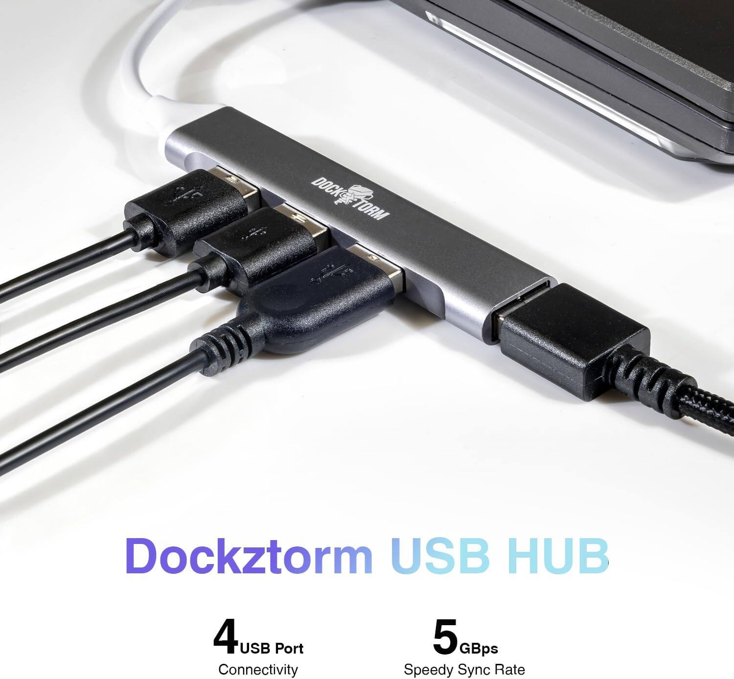 Dockzstorm USB HUB  
4 USB Port Connectivity  
5 GBps Speedy Sync Rate