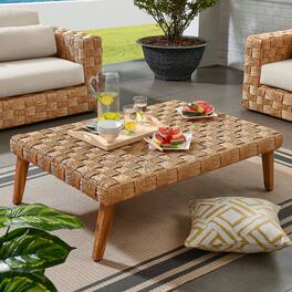 Thames Outdoor Patio Wicker Outdoor Patio Rattan Coffee Table by Modway - Natural
