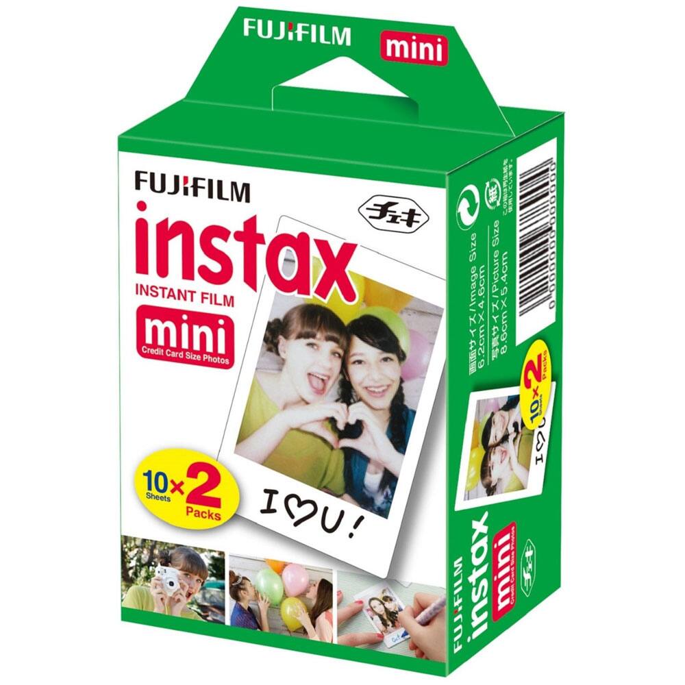 FUJIFILM instax mini  
INSTANT FILM  
Credit Card Size Photos  
10 Sheets x 2 Packs  
Image Size: 6.2cm x 4.6cm  
I ❤️ U!