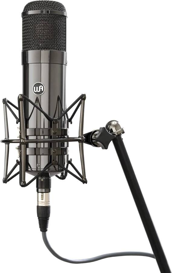 Angle. Warm Audio - Large-Diaphragm Tube Condenser Microphone with 9 Polar Patterns, External PSU, Shockmount and Wood Presentation Box - Limited Edition Titanium.