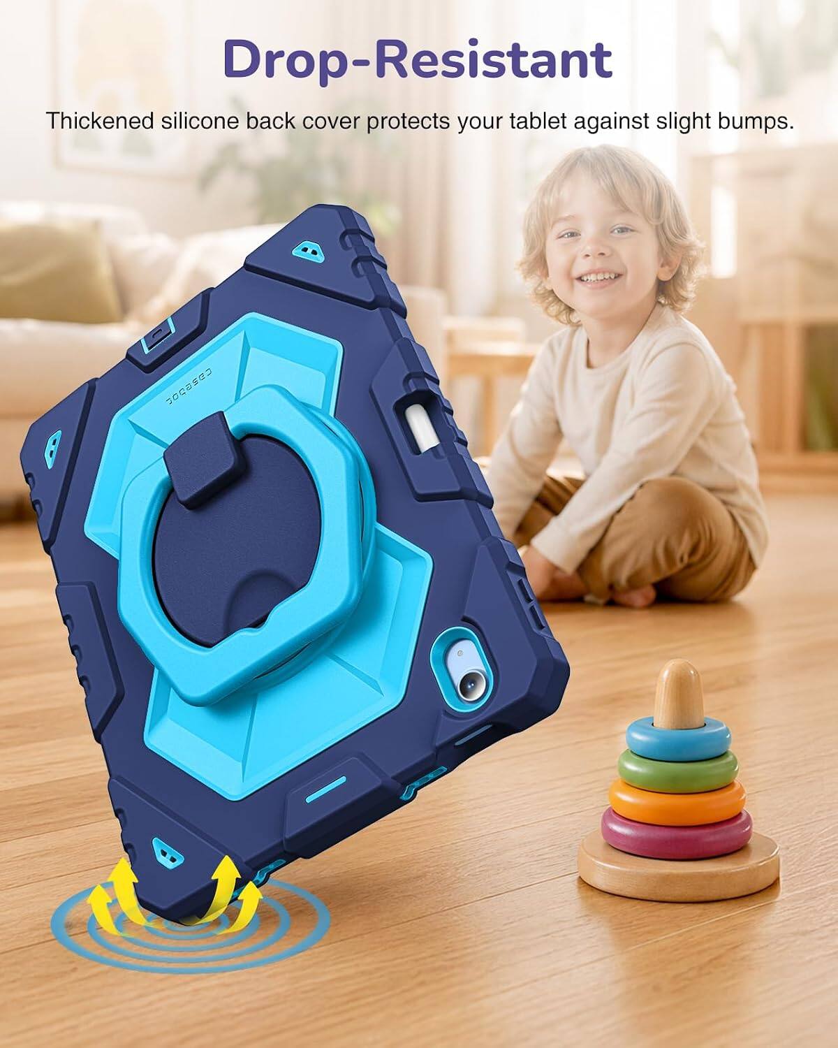 Drop-Resistant  
Thickened silicone back cover protects your tablet against slight bumps.