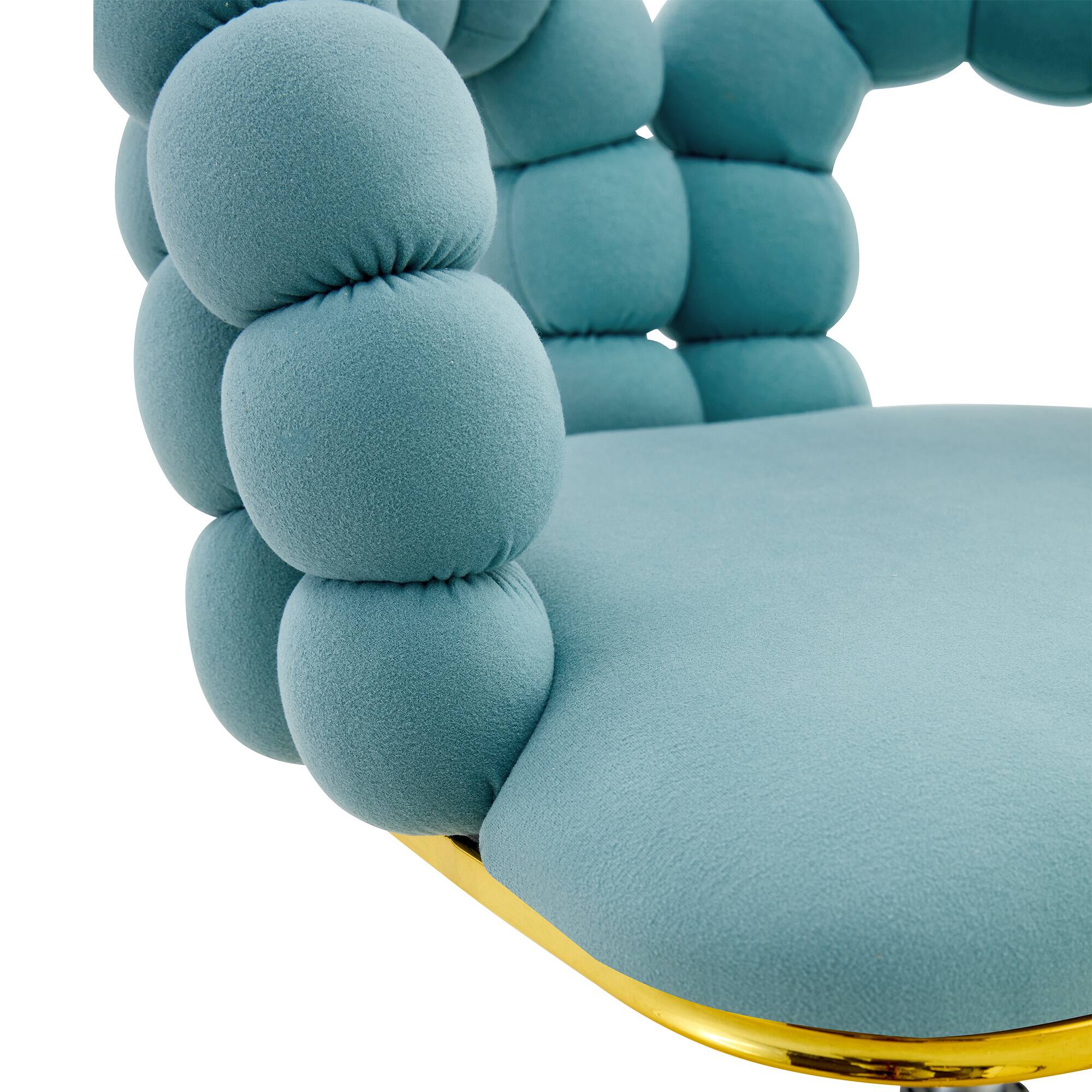 Alt View 10. Loheer - Loheer- Bubble Chair Teal Velvet Office Chair for Home Office and Vanity, Gold Rolling Accent Chair, 2.82 ft - Gold,Teal.
