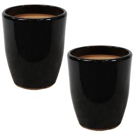 Sunnydaze - Captivating Vista Ceramic Planter - 11.5" - Set of 2 - Obsidian