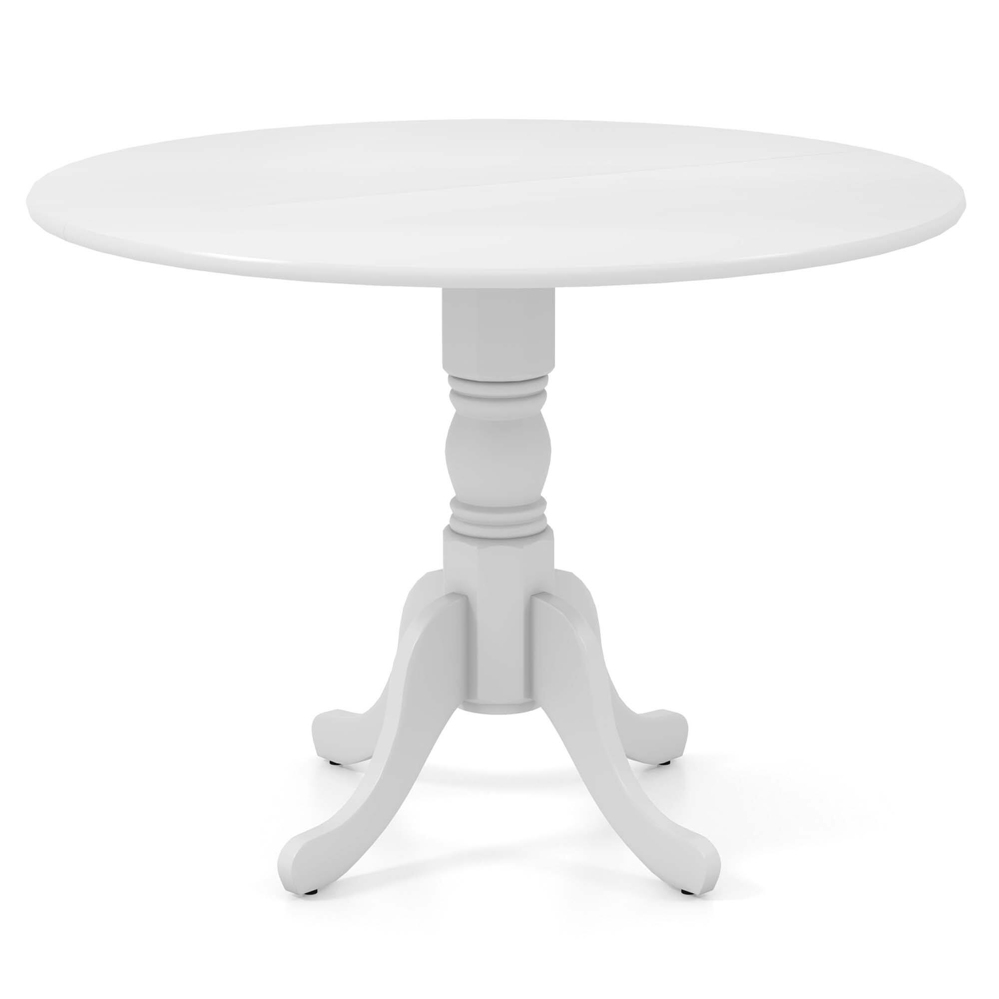 Alt View 6. Costway - 4-Person Dining Table Wooden Kitchen Table with Solid Rubber Wood Frame for Kitchen - White.