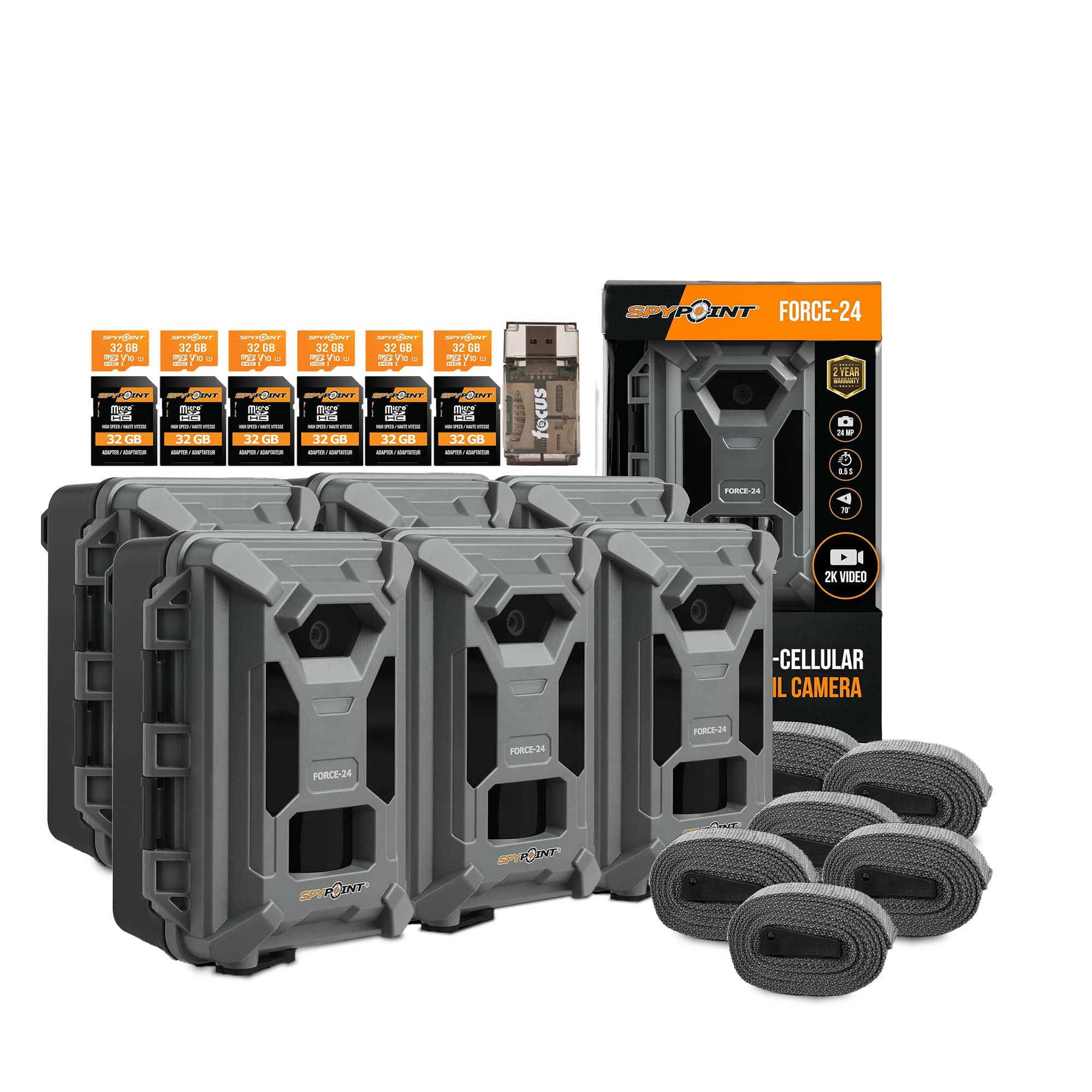 Spypoint - Force-24MP Non-Cellular 2k Video Trail Camera Bundle (Twin Pack)