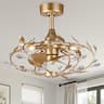 Parrot Uncle - 24" French Elegant Crystal Leaf Fandelier Ceiling Fan with Remote - Gold