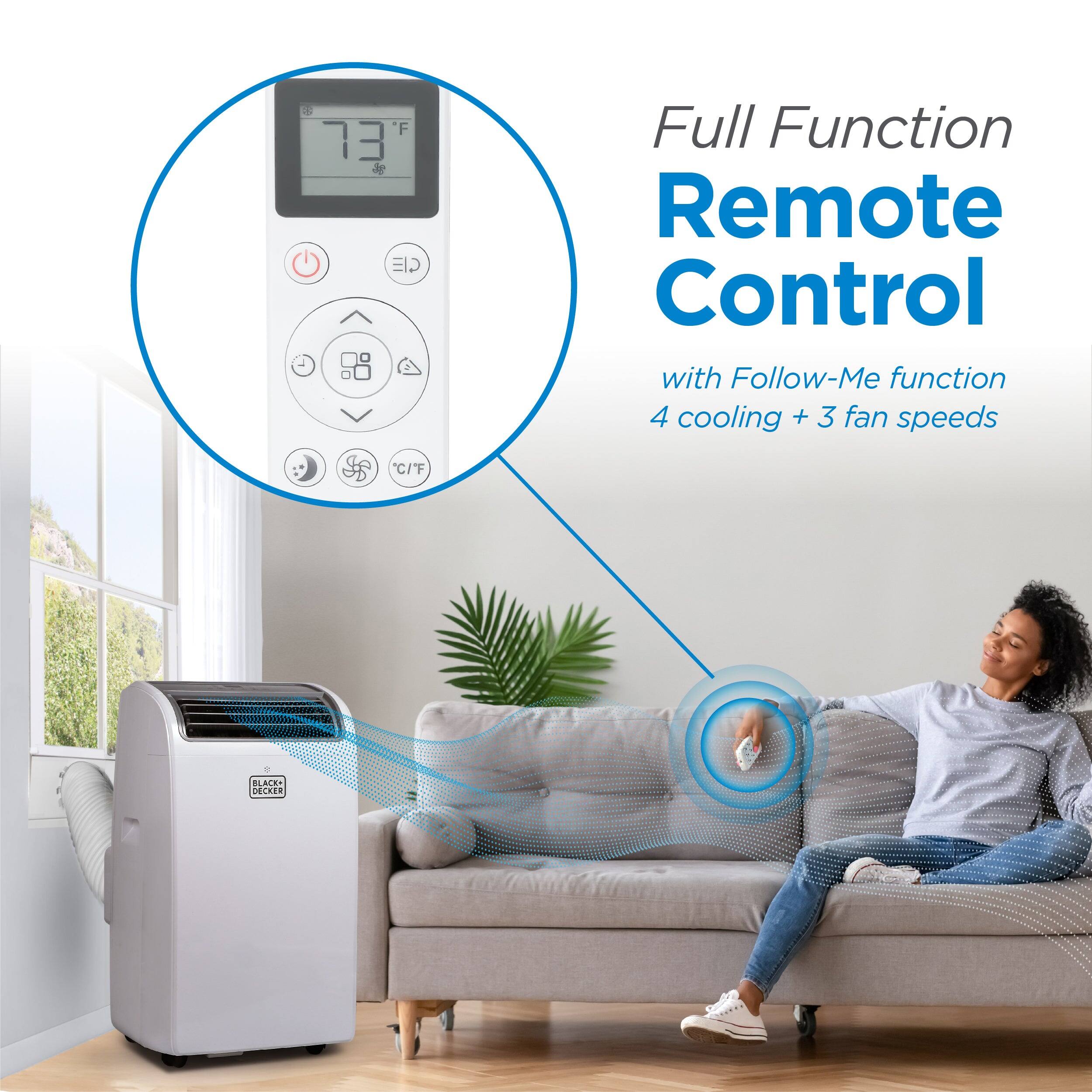 Full Function Remote Control with Follow-Me function 4 cooling + 3 fan speeds + BLACK+DECKER