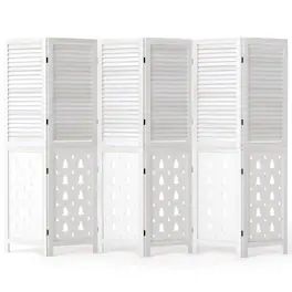 Costway - 67" Tall Wood Room Divider, 6 Panel, Folding Privacy Screen for Room Separation - White