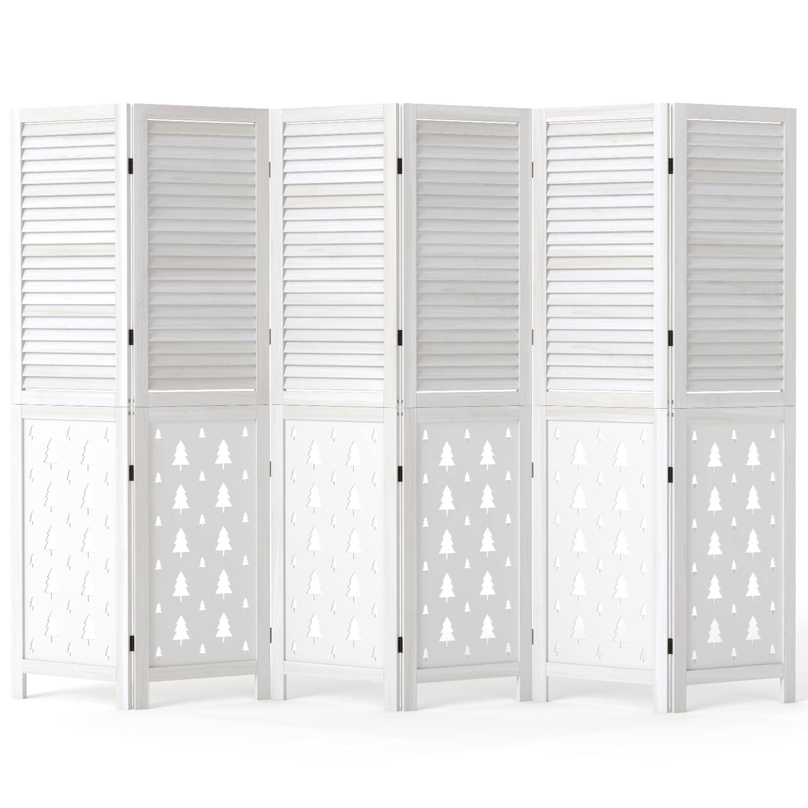 Front. Costway - Costway 67" Tall Wood Room Divider, 6 Panel, Folding Privacy Screen for Room Separation - White.