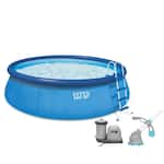 Intex - Easy Set Above Ground Pool with Pump and Krill Automatic Vacuum - Blue