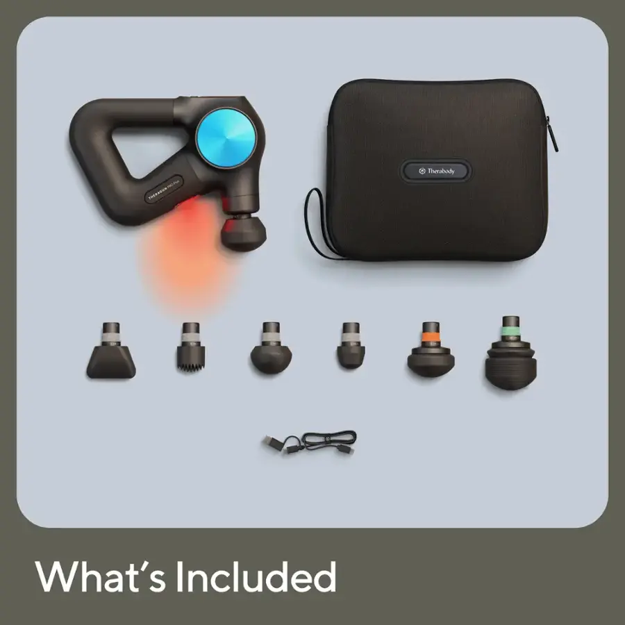 What's Included:

* TRASUR Therabody
* Black case
* 8 attachments