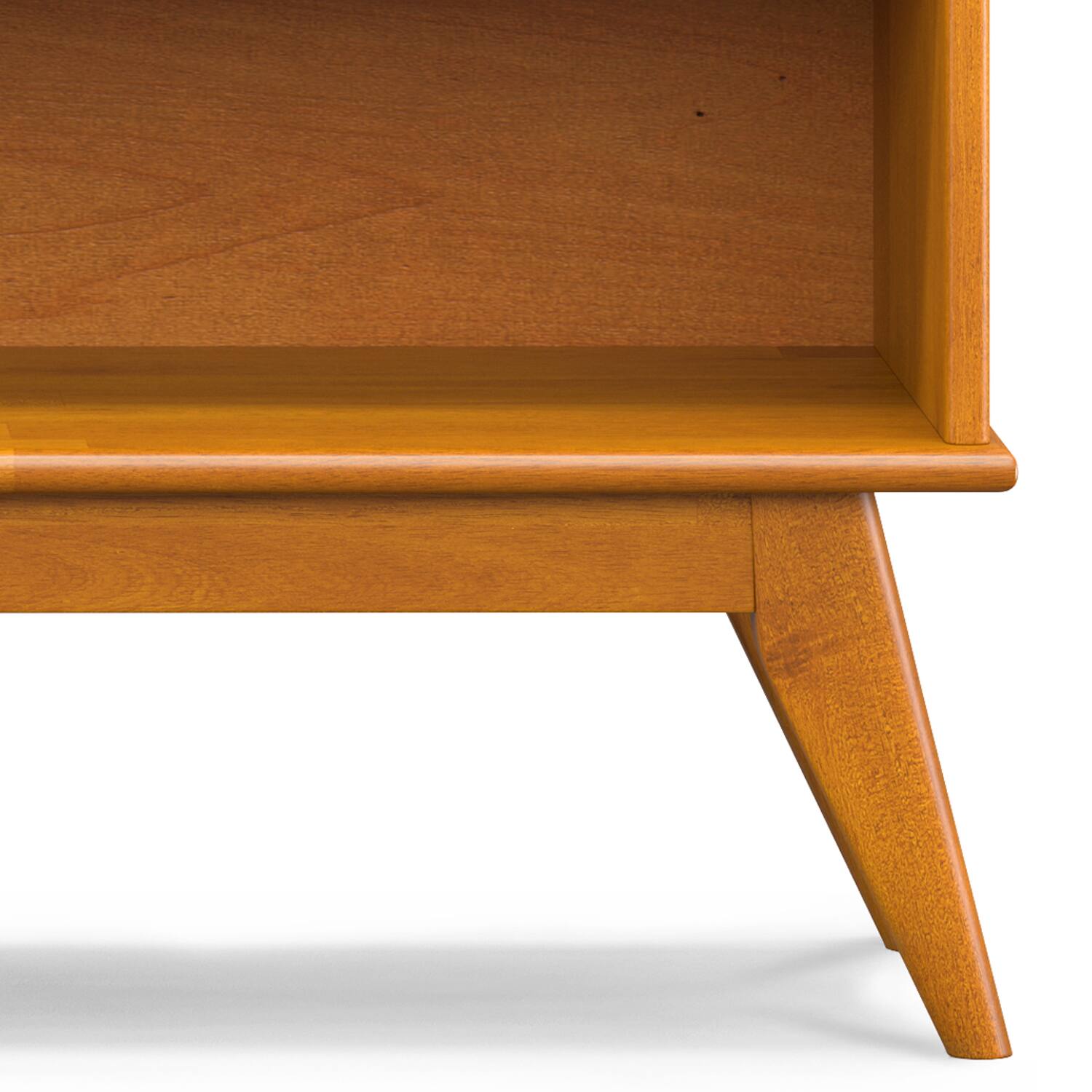 Alt View 2. Simpli Home - Draper SOLID HARDWOOD 30 inch x 64 inch Mid Century Modern Low Bookcase in Teak Brown - Teak Brown.