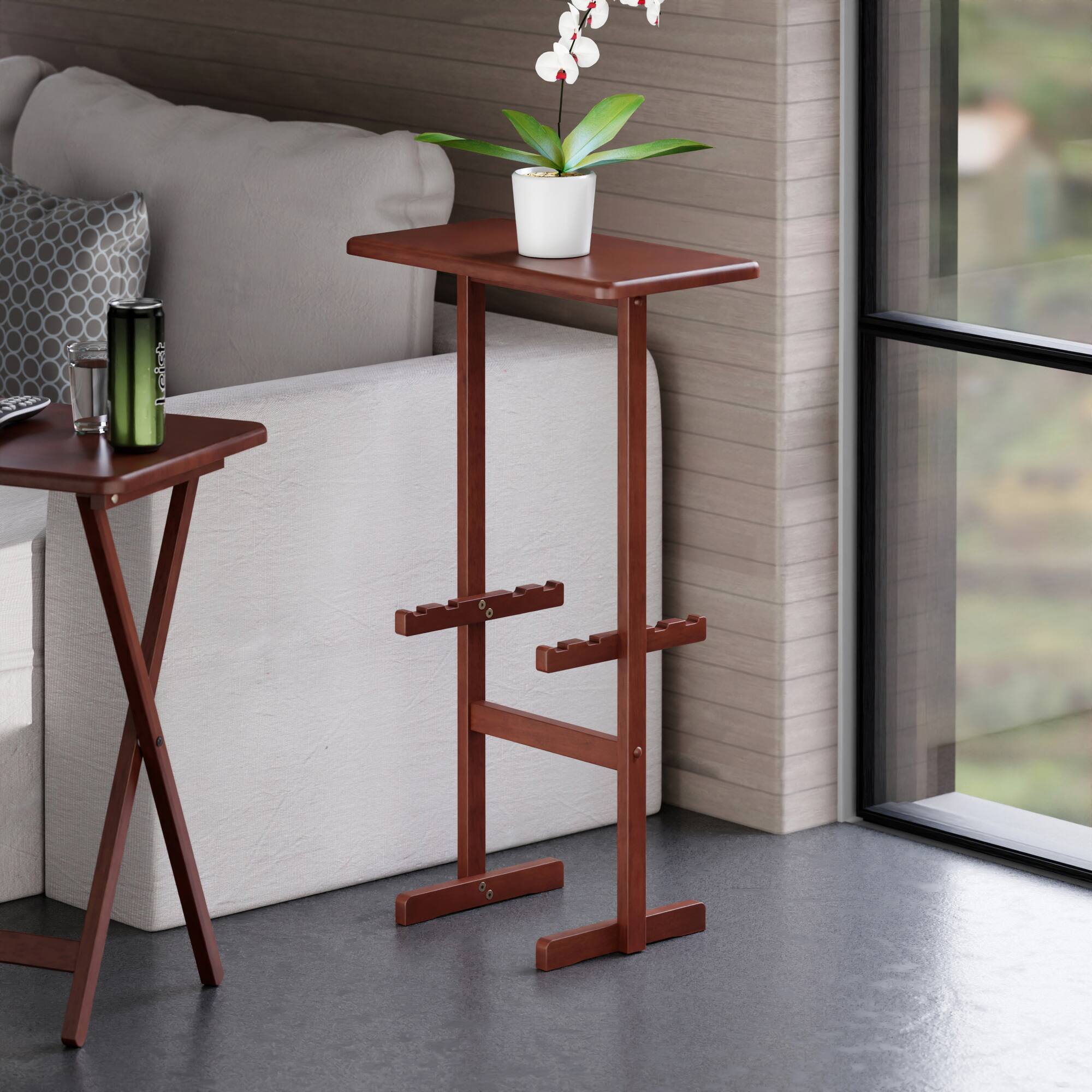 Alt View 10. Winsome Wood - Riley Snack Table Rack - Walnut.