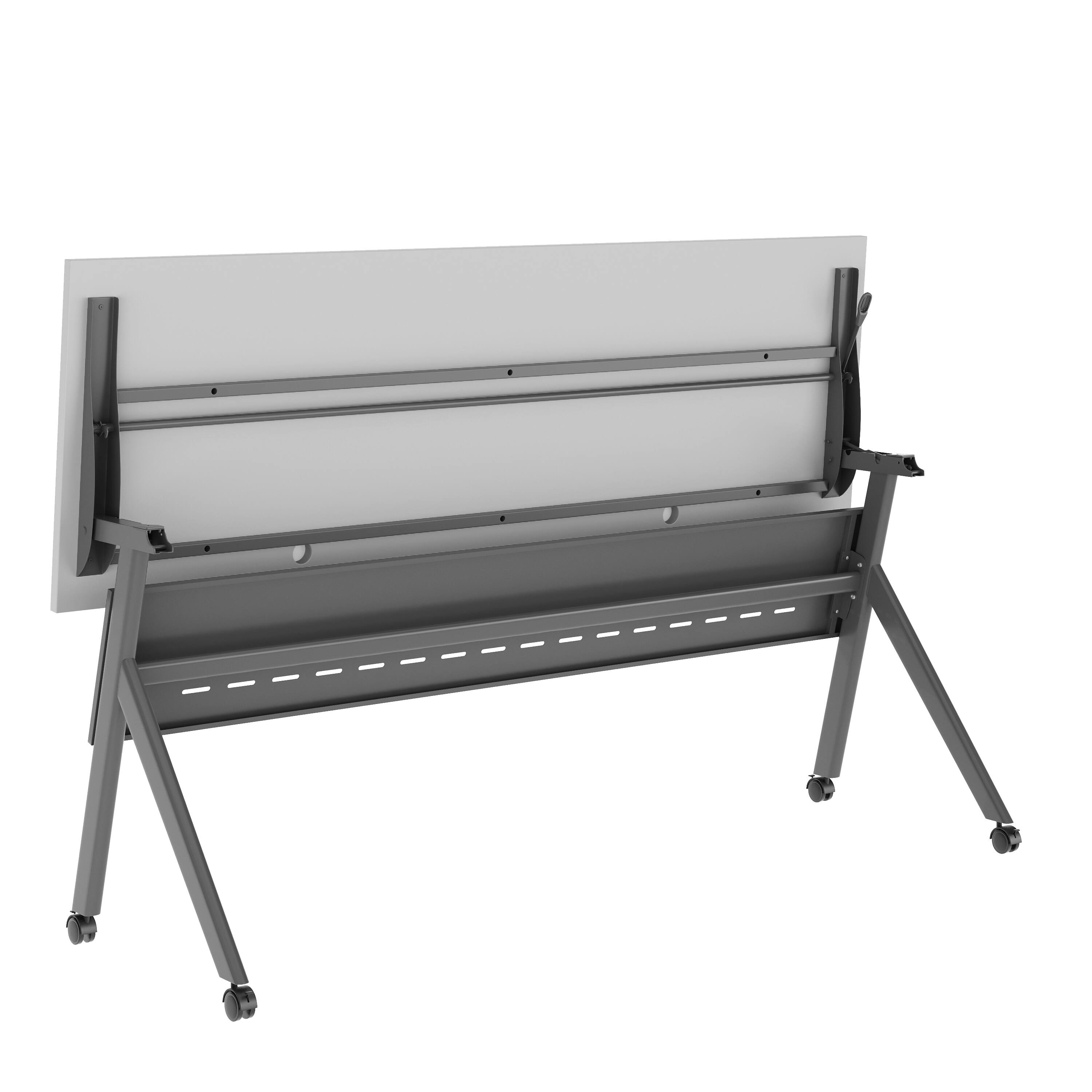 Alt View 10. Emma + Oliver - Griffin Heavy-Duty Flip Top Training Table with Nesting Design, Privacy Panel, Y-Legs, Tabletop, Metal Frame - Gray Top/Gray Frame.