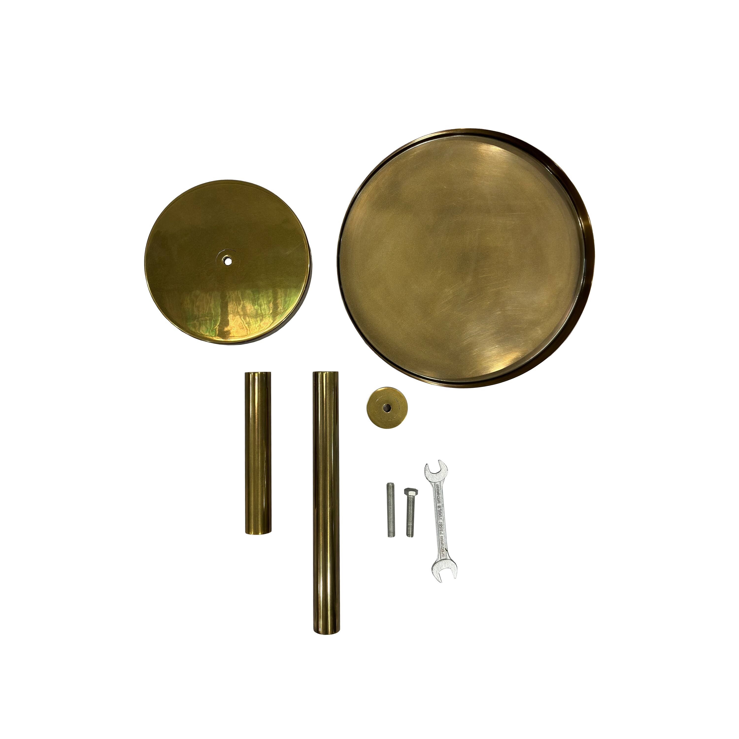 Alt View 8. Manhattan Lane - Ara 12 Inch Side End Table, Vintage Sleek Pillar Base, Round Tray Top - Brass.