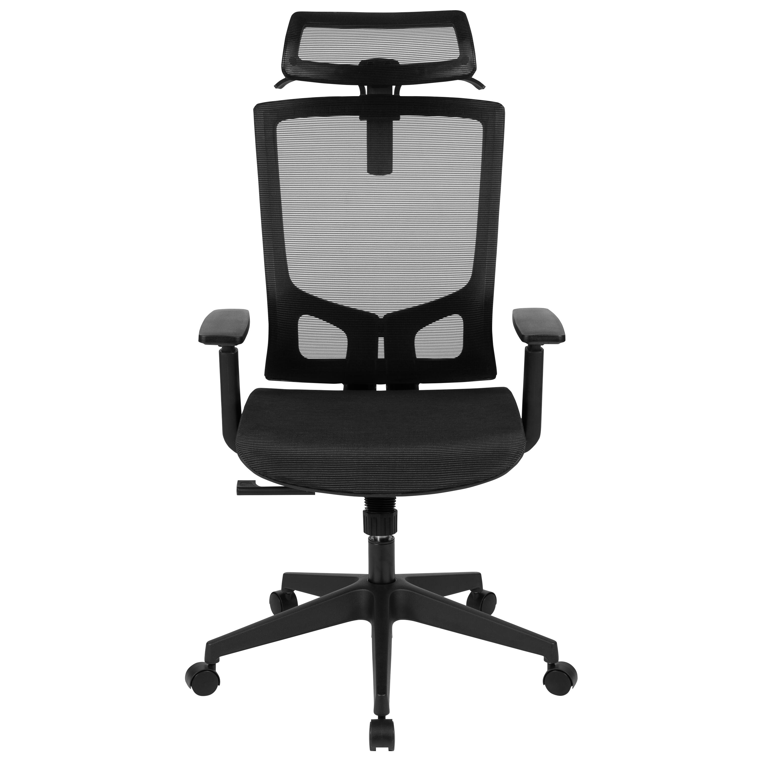 Alt View 7. Emma + Oliver - Ergonomic Mesh Office Chair-Synchro-Tilt, Pivot Headrest, Adjustable Arms - Black.
